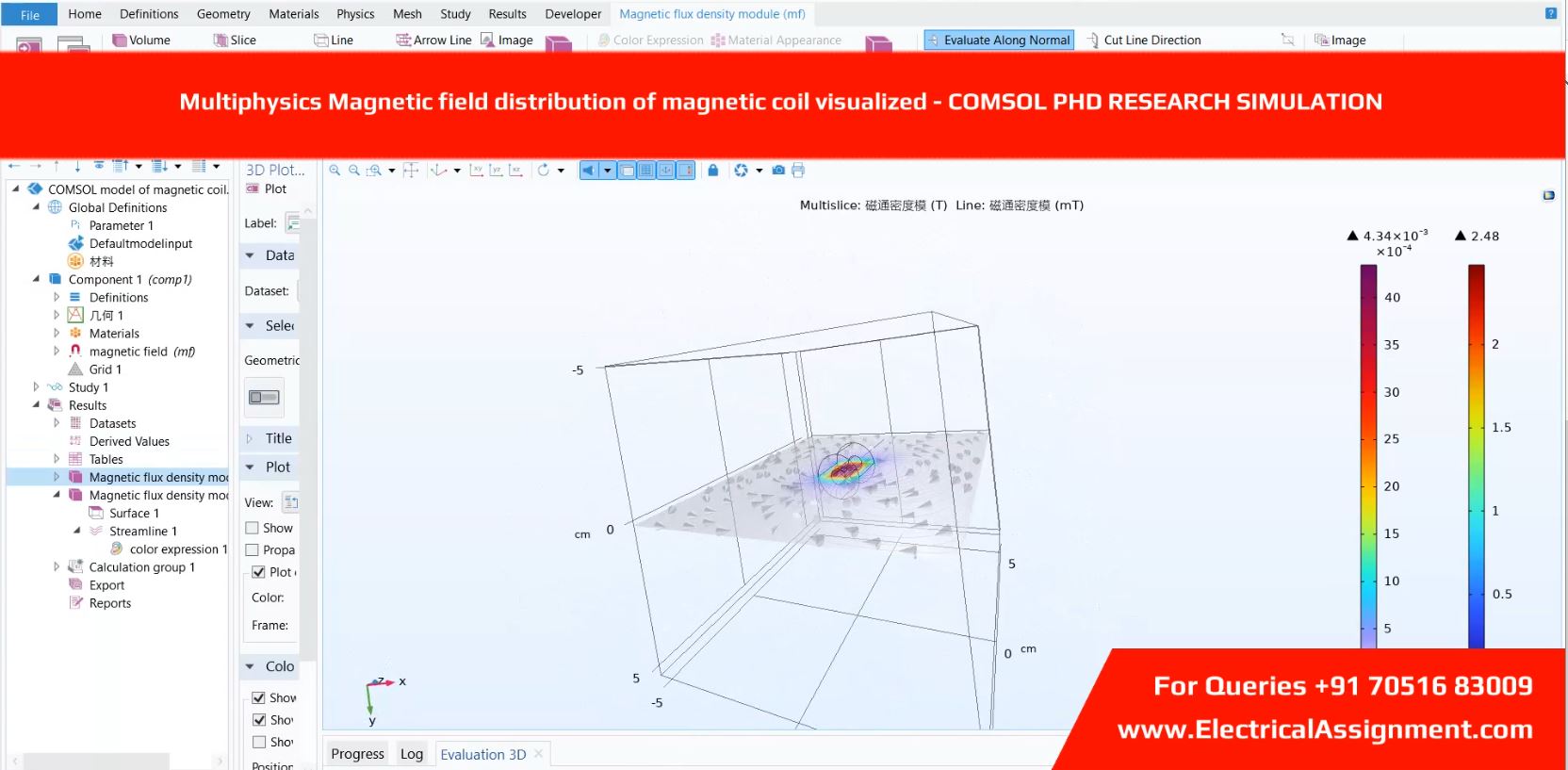 Electromagnetic Field Distribution in Magnetic Coil COMSOL screenshot 1